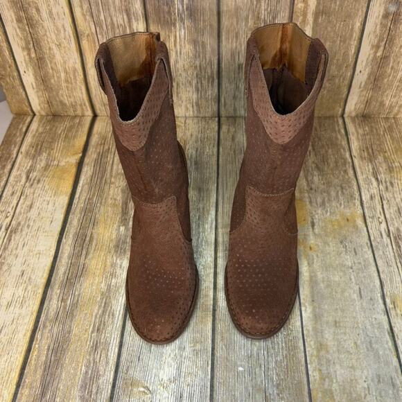 Born Genevieve Brown Polka Dot Suede Leather Western Cowgirl Boots Sz 9M - Picture 6 of 9